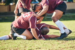 Rugby Football Players Colliding